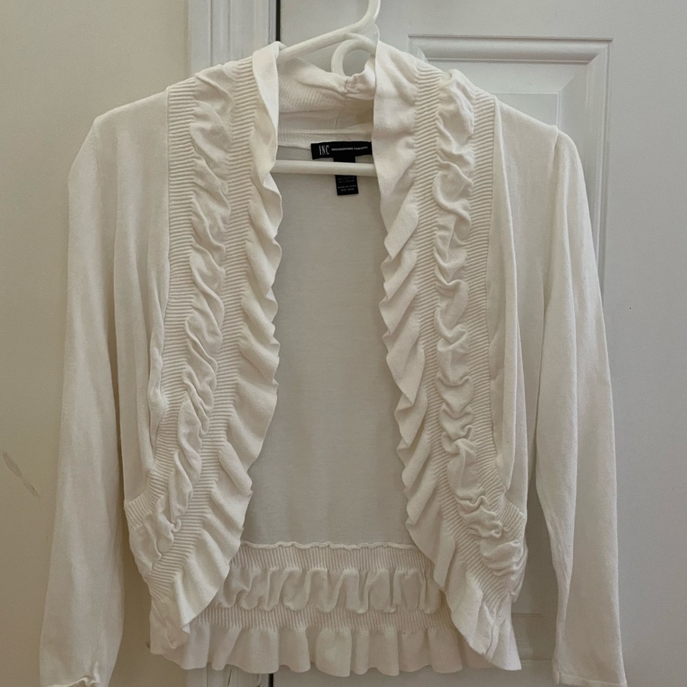 White ruffled cardigan